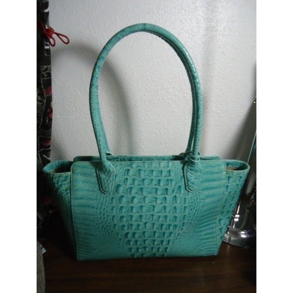 ****SOLD***
/Not for Sale/
Vintage Brahmin Glossy Glass Green Ashby Zip Top Shou - Picture 2 of 12